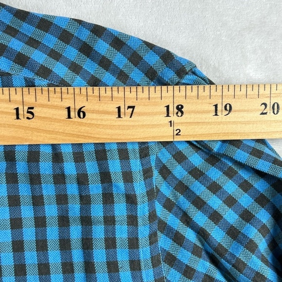 Luciano Barbera Size Large Classic Navy Gingham Cotton Twill Made in Italy Shirt - Picture 9 of 11